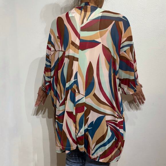 Lane Bryant Veronica Palm Classic Open-Front Mesh Kimono Sz 26/28 NWT - Picture 10 of 12